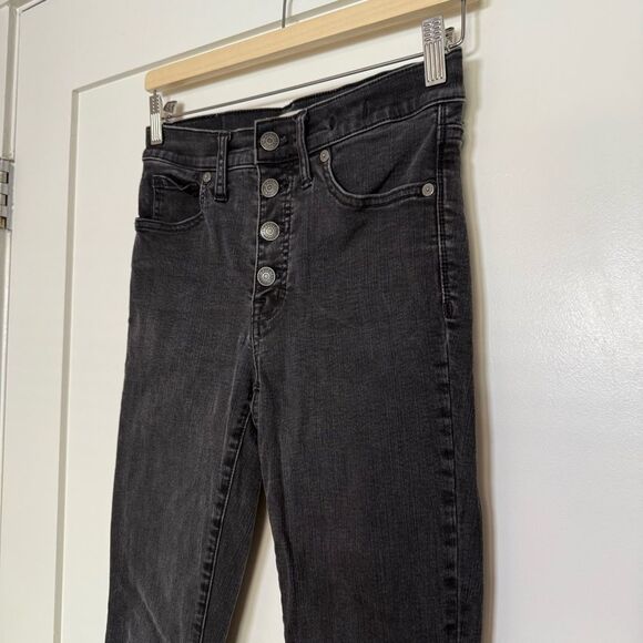 Madewell 9" High-Rise Skinny Ankle Jeans Womens Sz 27 Black Button Fly Raw Hem - Picture 2 of 15